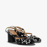 Black sandals, front view