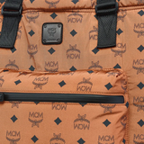 Close up of brown bag, showing texture of the nylon fabric