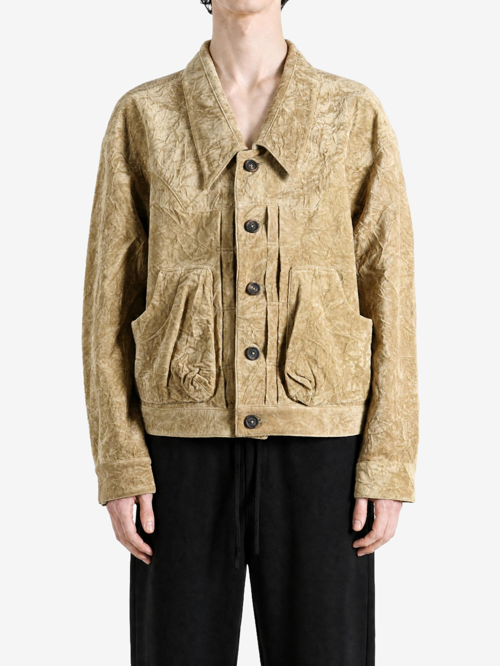 Tan jacket, front view