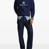 Navy shirts, full body view