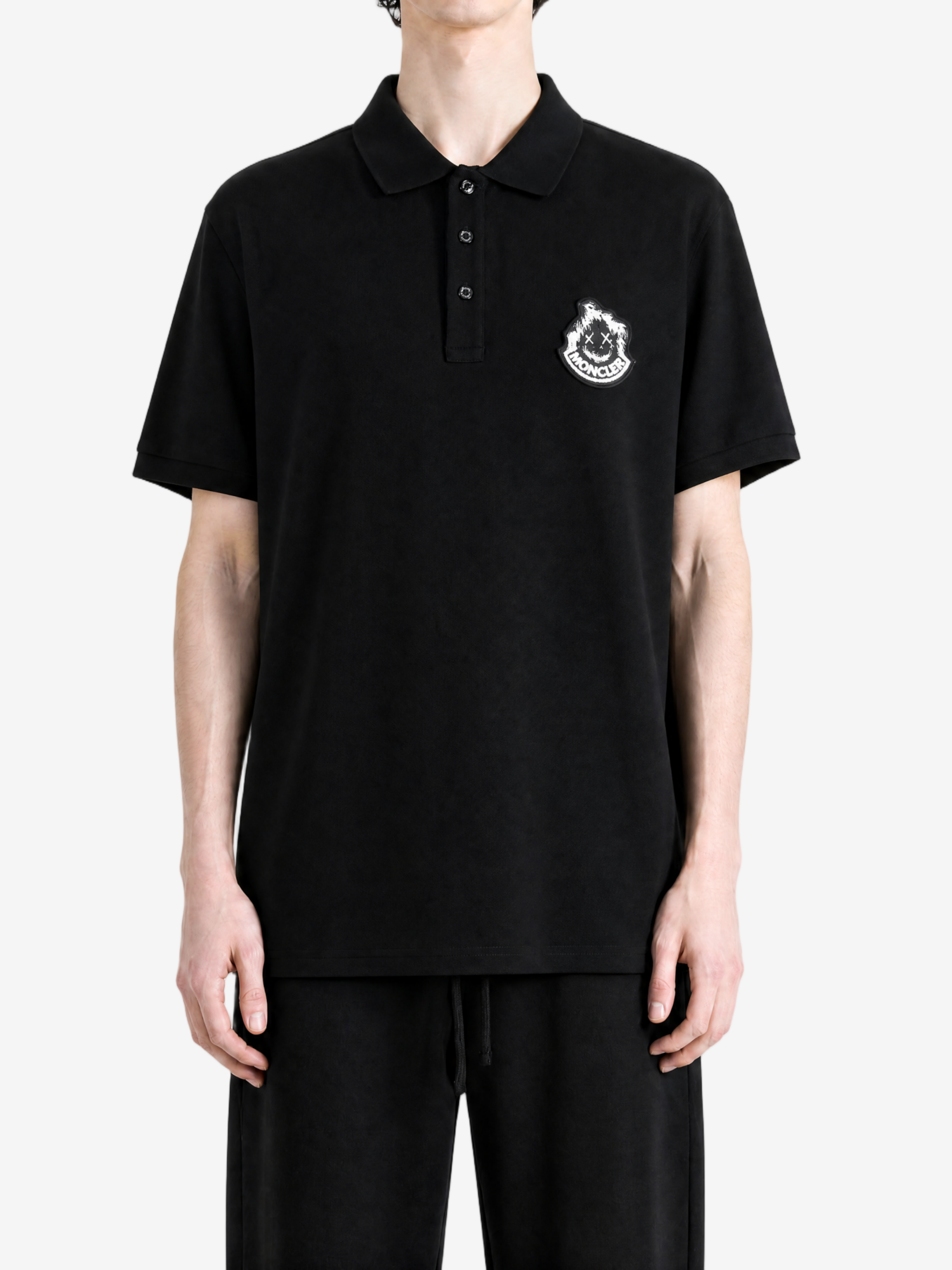 Black t-shirt, full body view