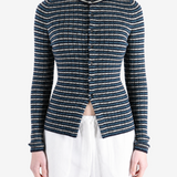 AURALEE - Women Shetland Wool Cashmere Rib Knit Crewneck Cardigan