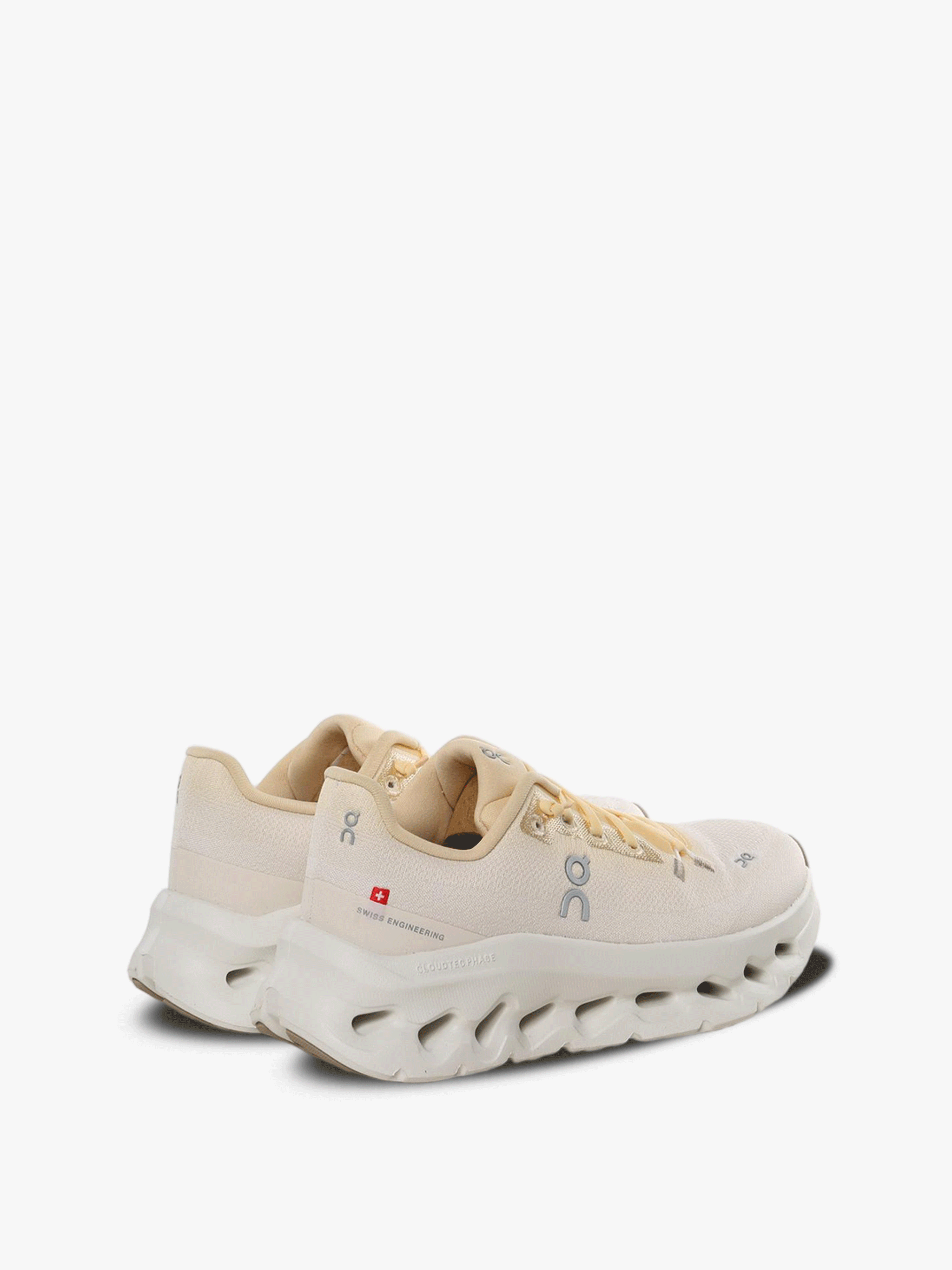 Tan shoes, back view