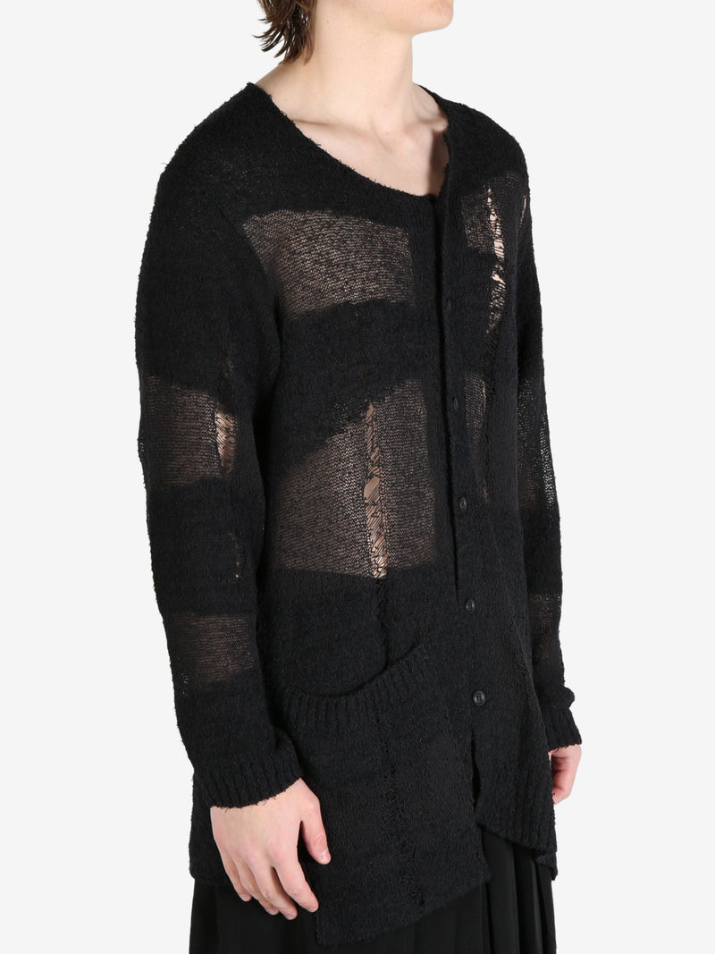 YOHJI YAMAMOTO POUR HOMME - Men Distressed Oversized Cardigan