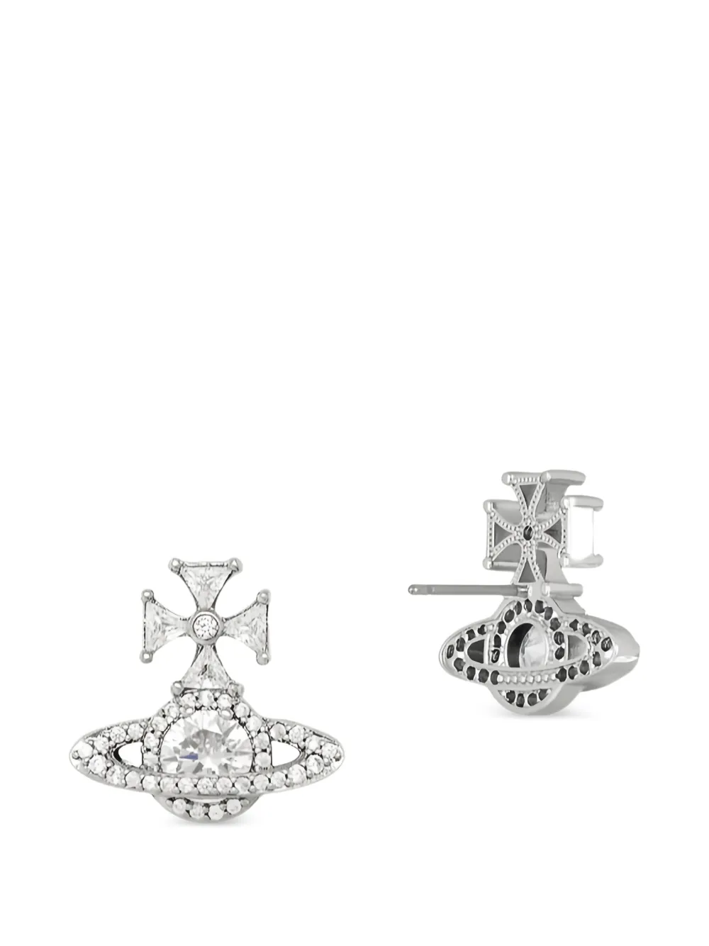 Grey earrings, side view