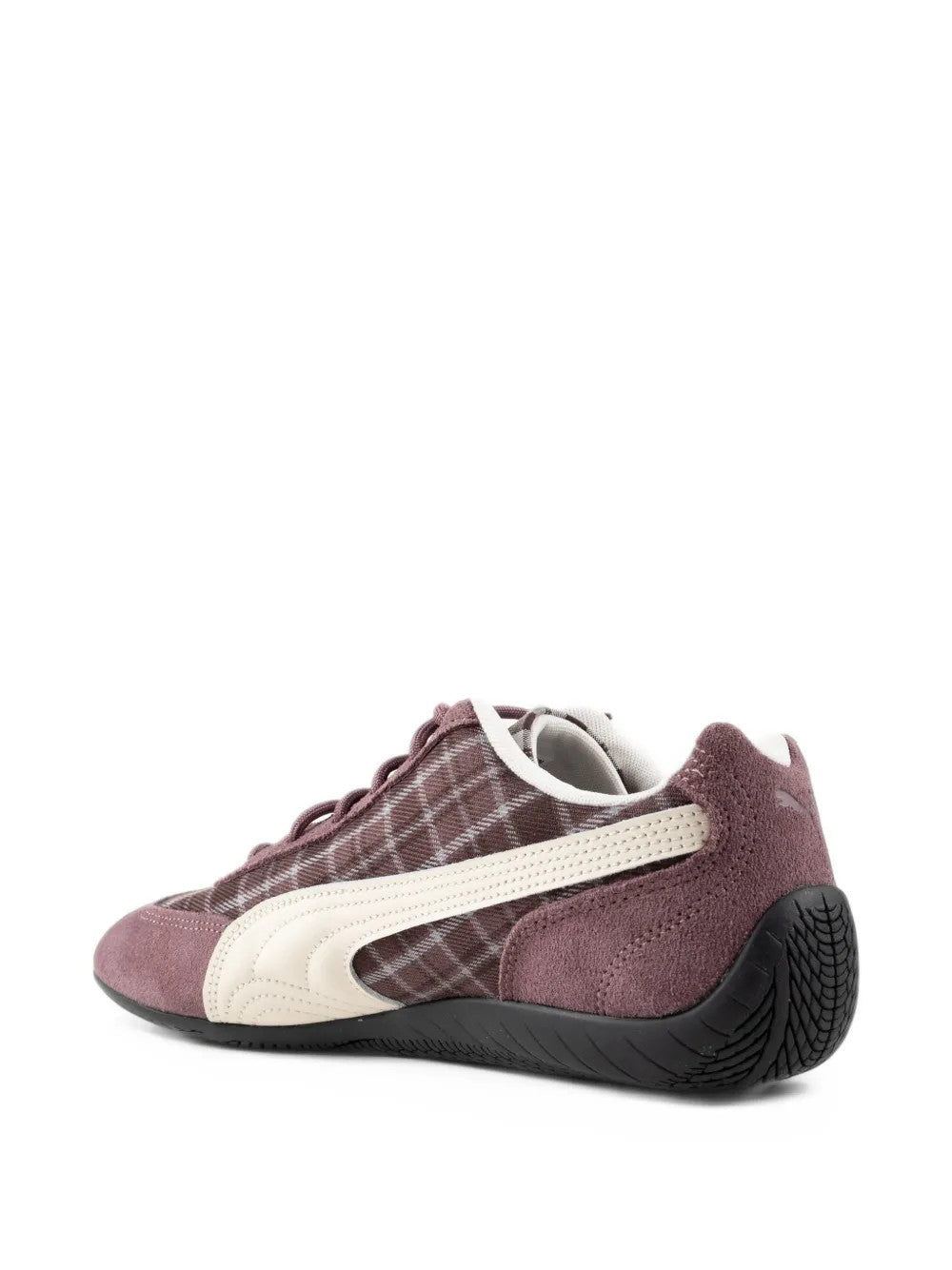 Burgundy shoes, side view