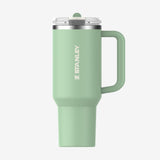 Green straw tumbler, front view