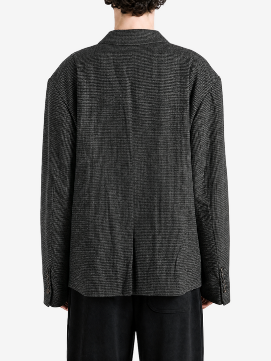 Grey blazer, full body view