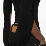 Close up of black t-shirt, showing texture of the viscose fabric