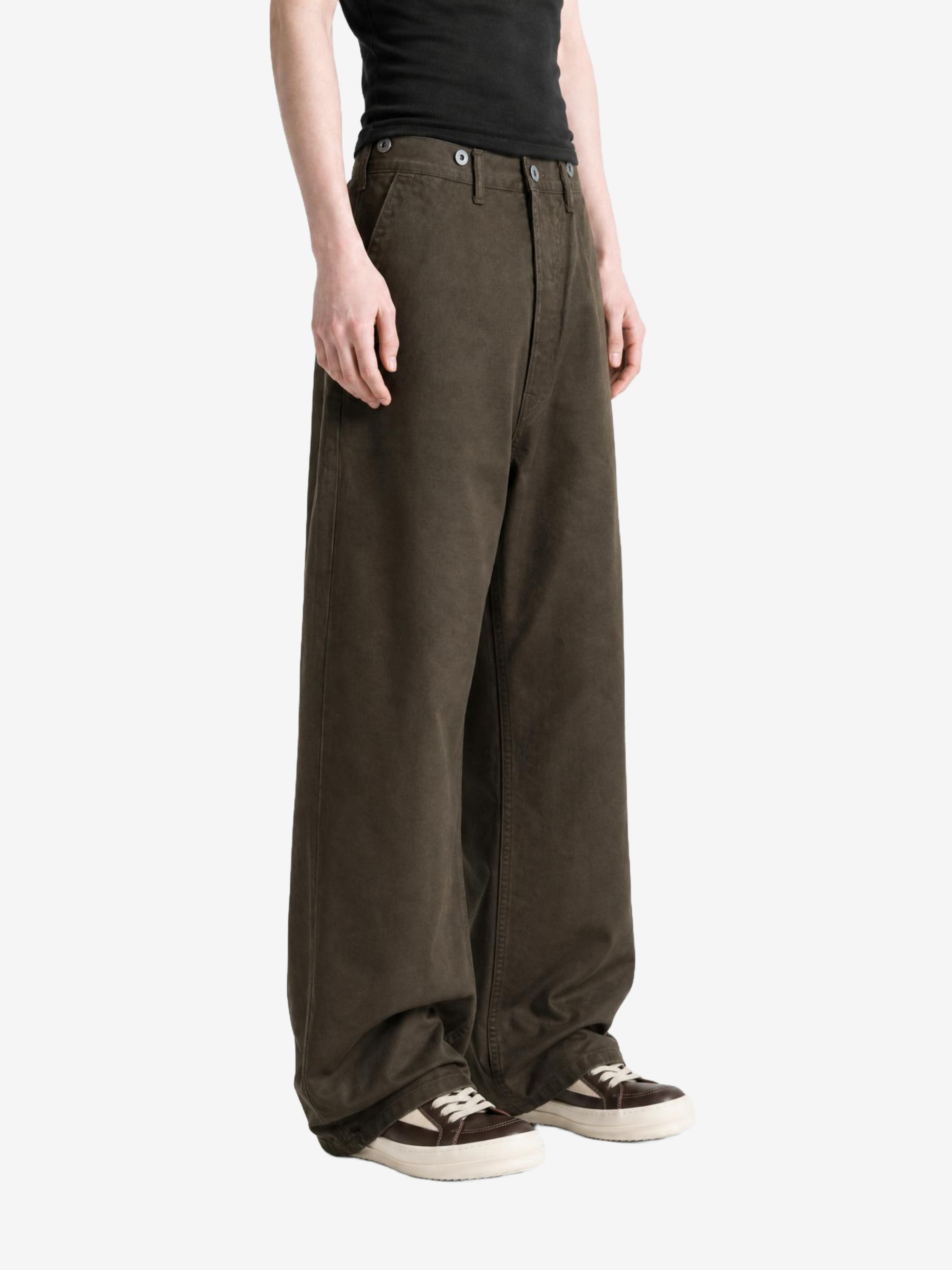 Brown pants, full body view