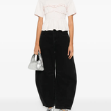 pink t-shirt, full body view