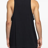 Black vest worn by a person, showing the vest's fit