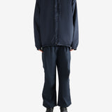 Navy jacket, full body view