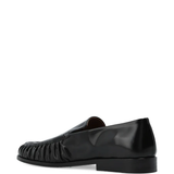 Black loafer, back view