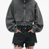 Grey hoodie, full body view