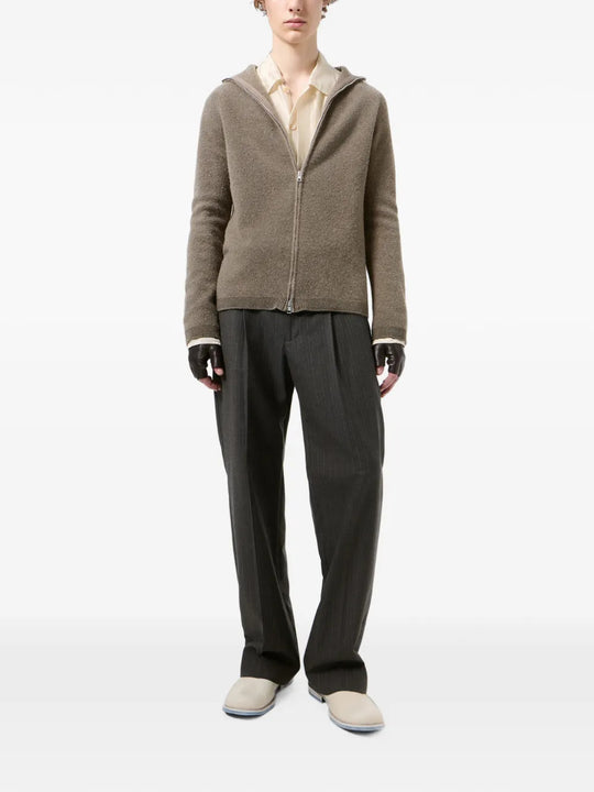 Brown knitwear, full body view