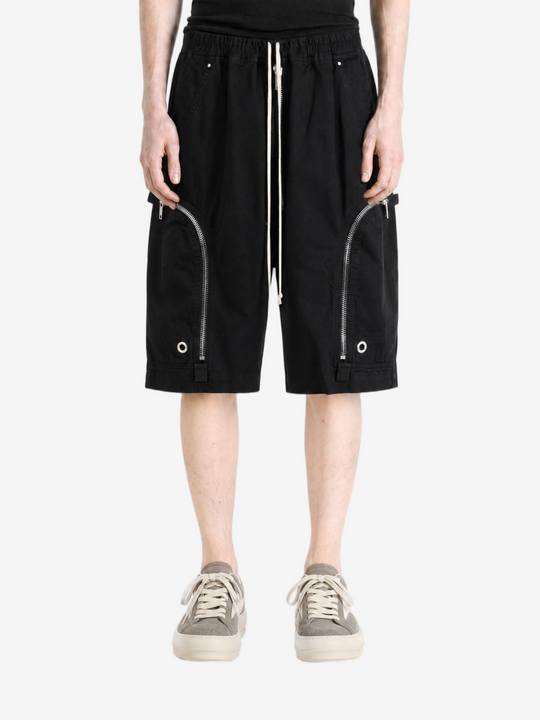 Black shorts, full body view