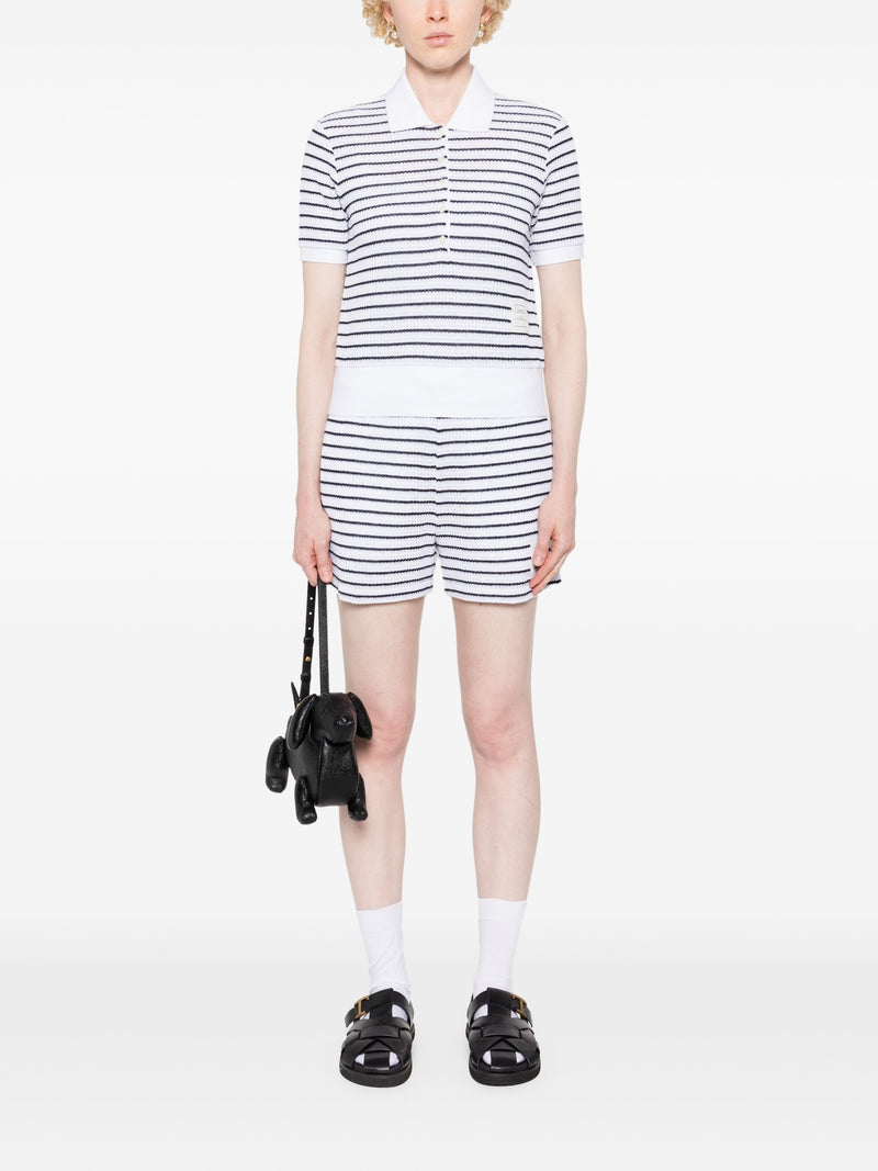 THOM BROWNE - Women Summer Striped Textured Shorts