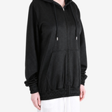 Black hoodie, full body view