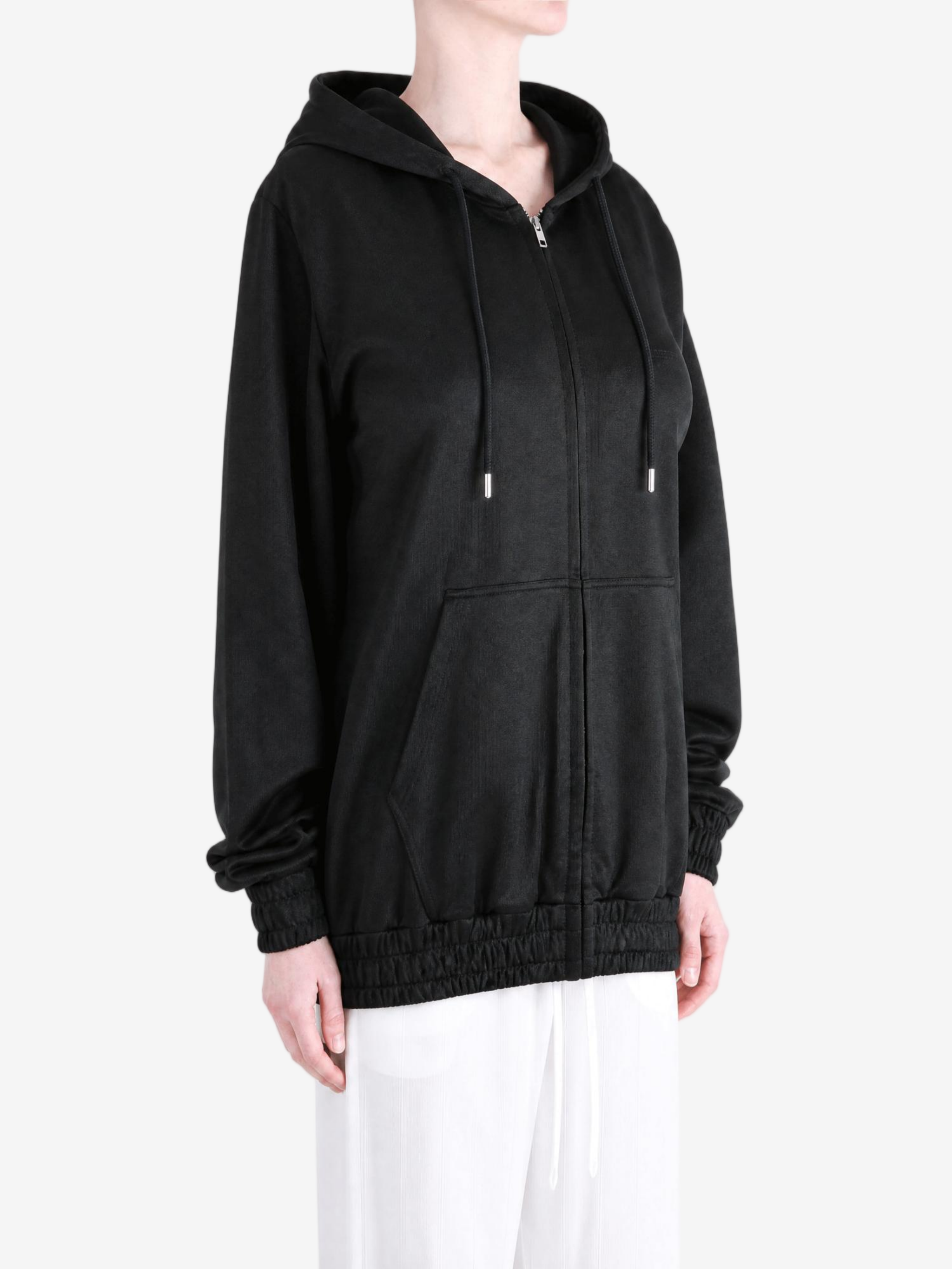 Black hoodie, full body view