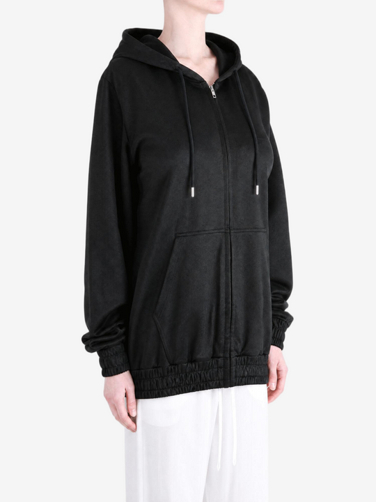 Black hoodie, full body view