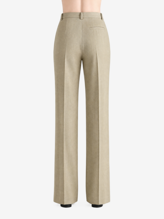 Tan pants worn by a person, showing the pants fit
