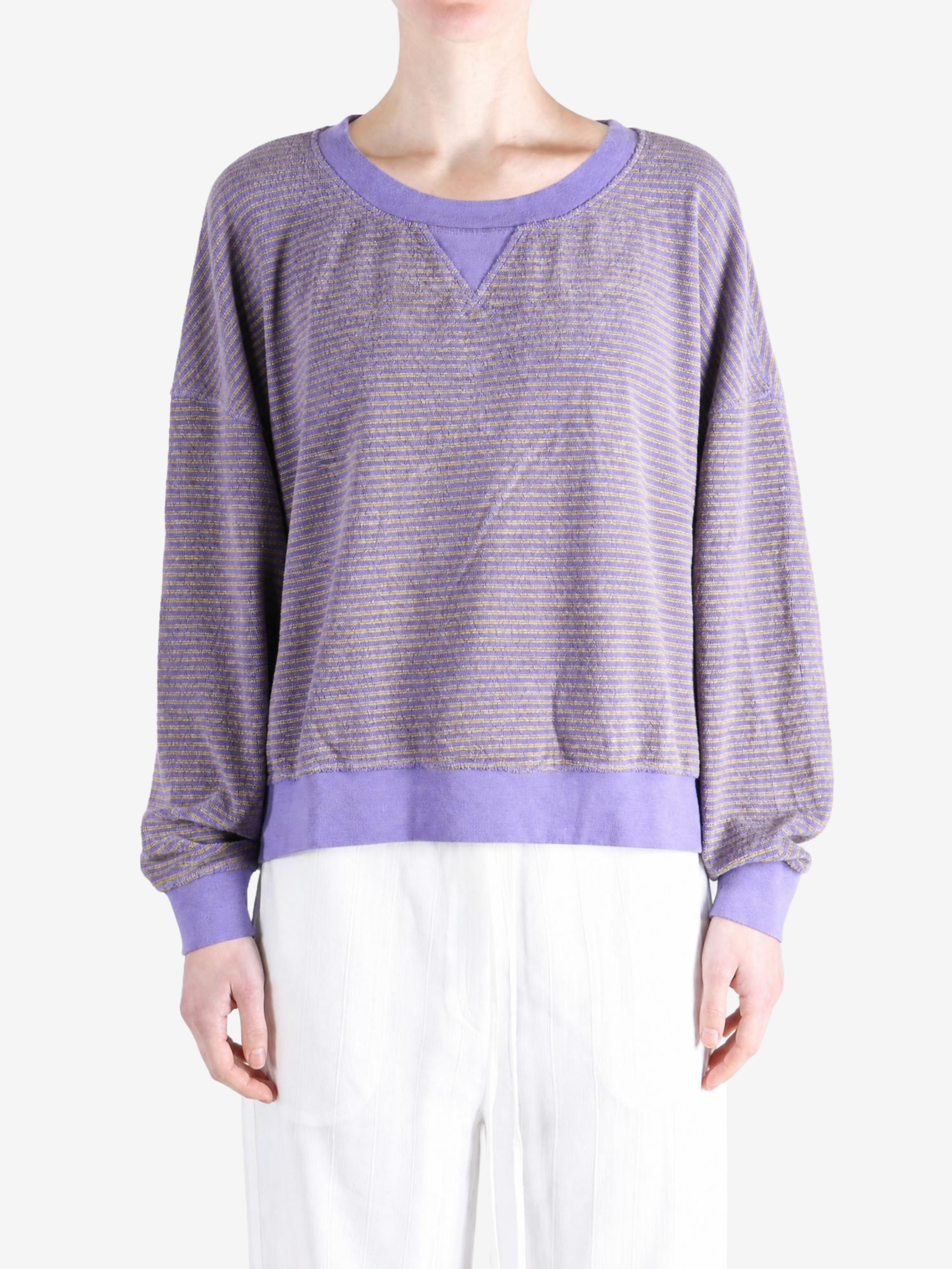 Purple hoodie, full body view