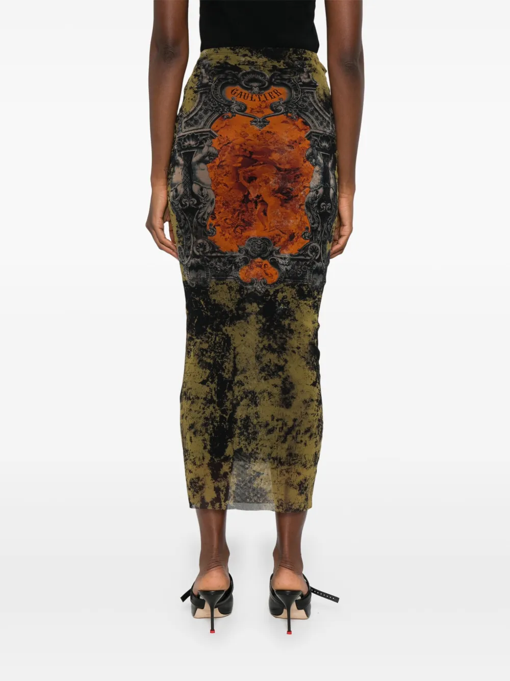 Black skirt worn by a person, showing the skirt fit