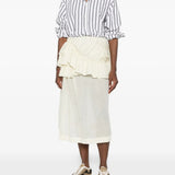 Tan skirt, full body view