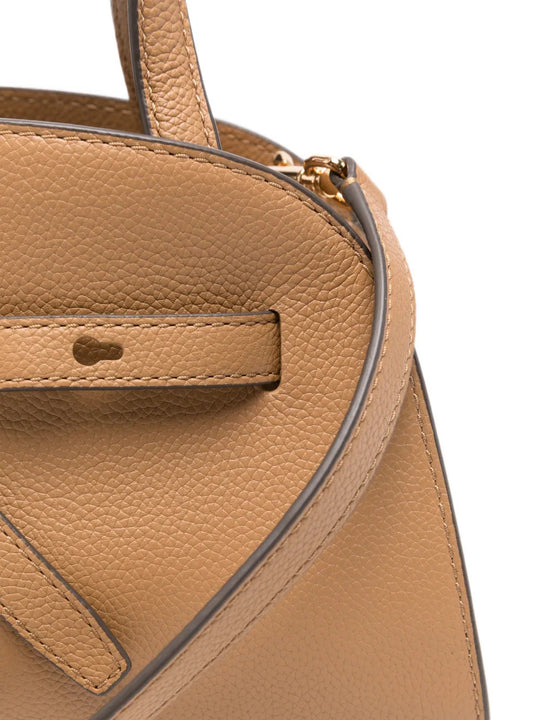 Close up of Tan bag, showing detail