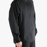 Black jacket worn by a person, showing the jacket's fit
