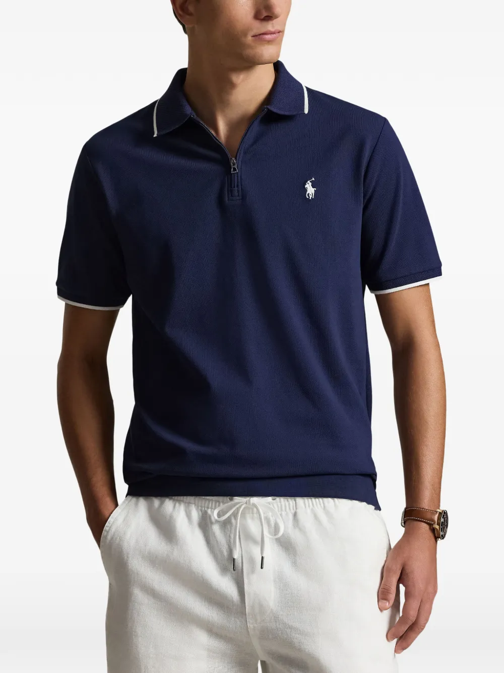 Blue shirts worn by a person, showing the blue shirts' view