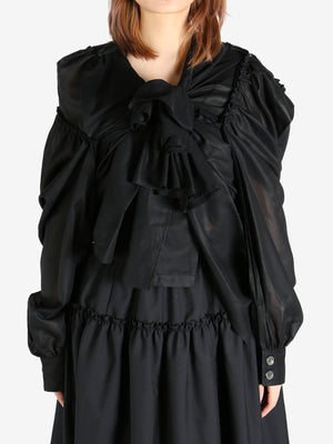 COMME DES GARCONS TAO - Women Bow Decorated V-neck Loose Blouse