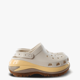 Tan shoes, side view
