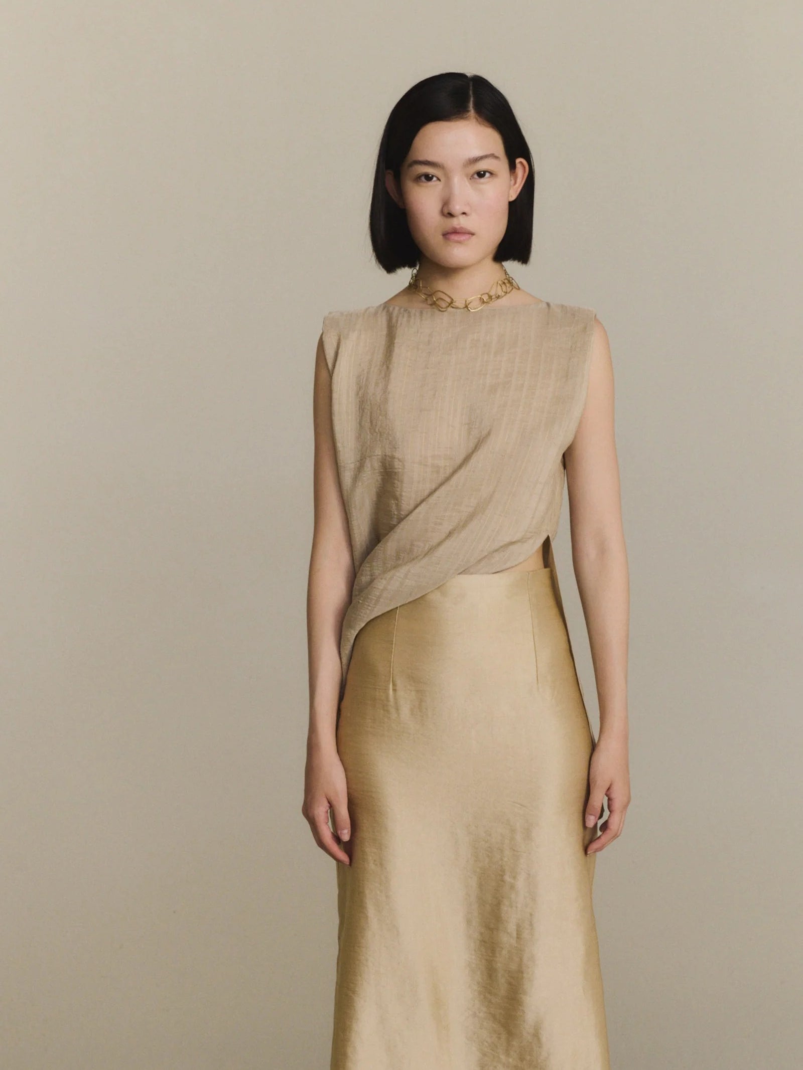 Tan top, full body view