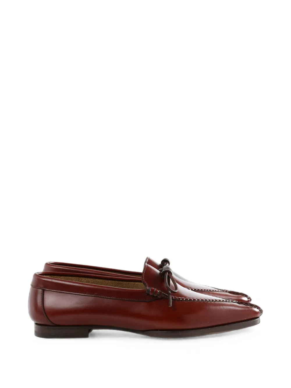 Burgundy flats, side view