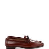 Burgundy flats, side view