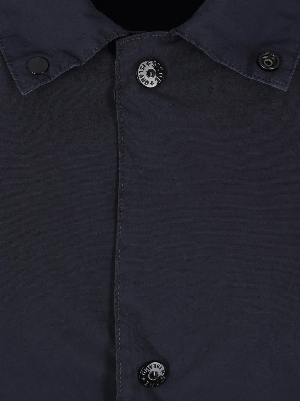 Close up of navy jackets, showing texture of the polyester and polyamide fabric