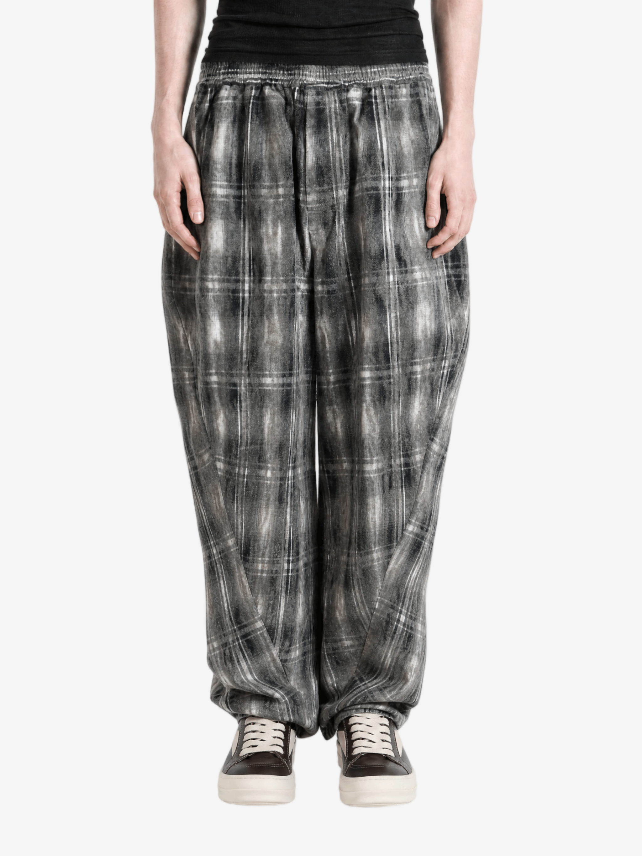 Grey pants, full body view