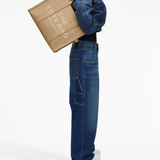 Tan bags, full body view