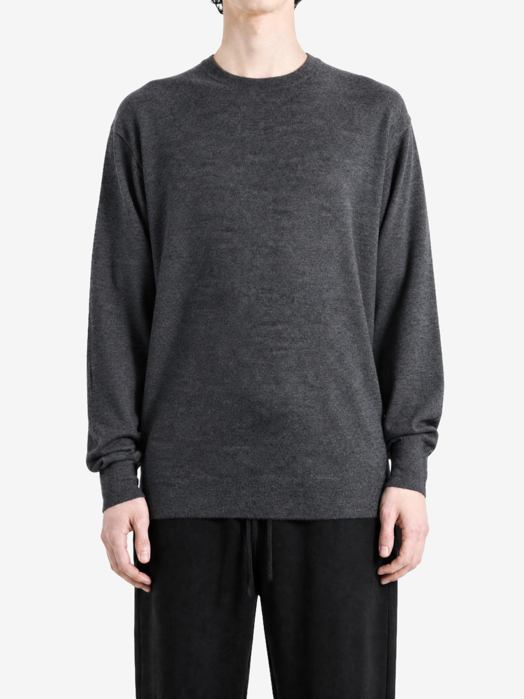 Grey knitwear, full body view