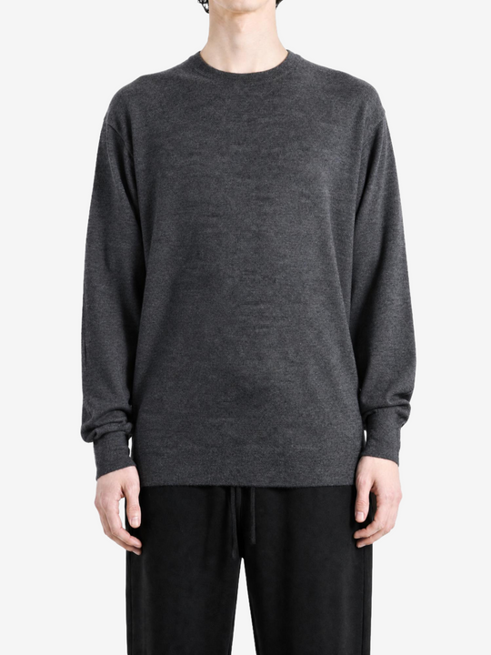 Grey knitwear, full body view