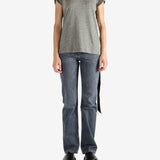 Grey t-shirt, full body view