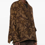 Brown jacket worn by a person, showing the jacket fit