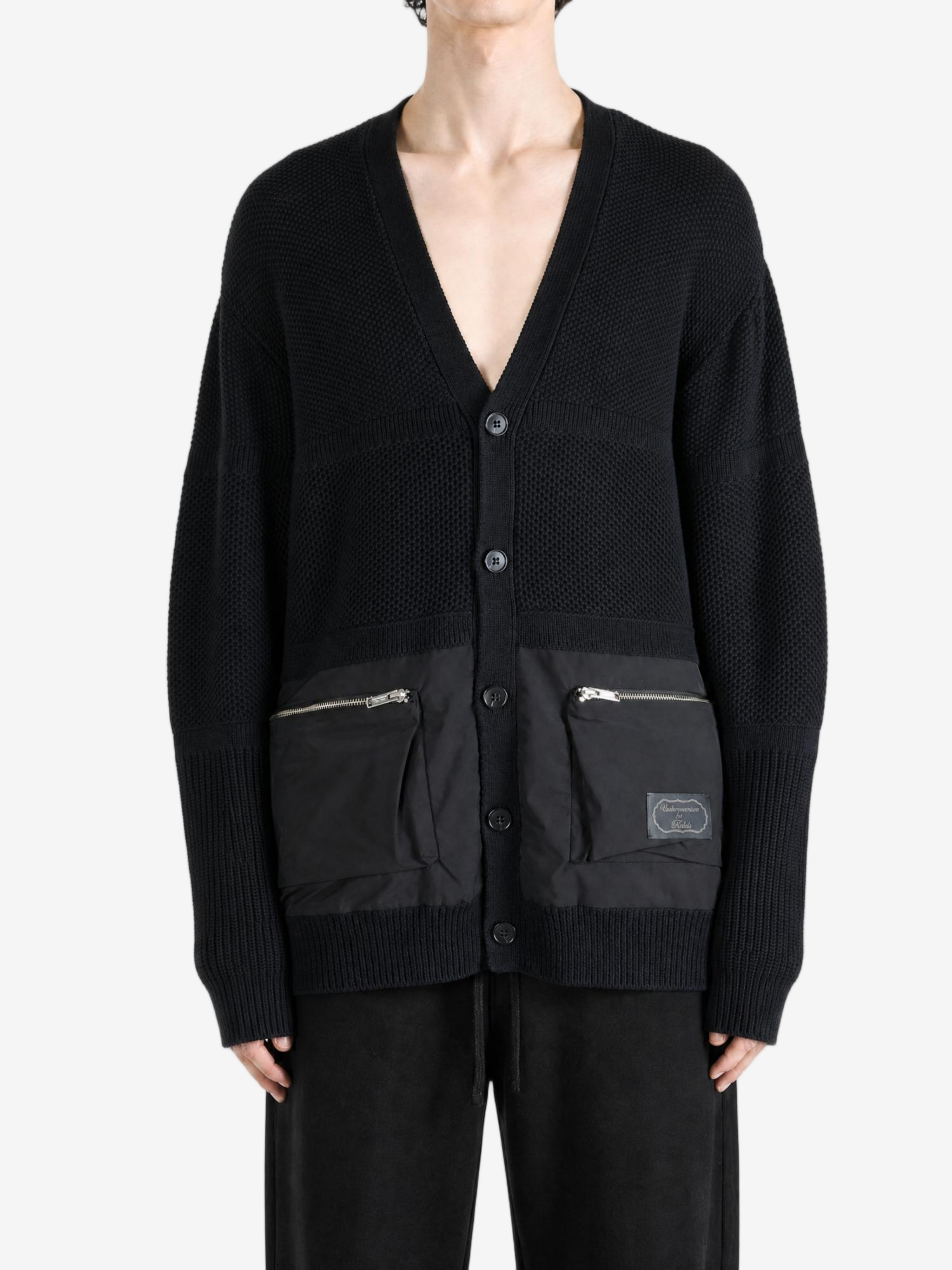 Black knitwear, full body view