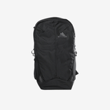 Black backpack, front view