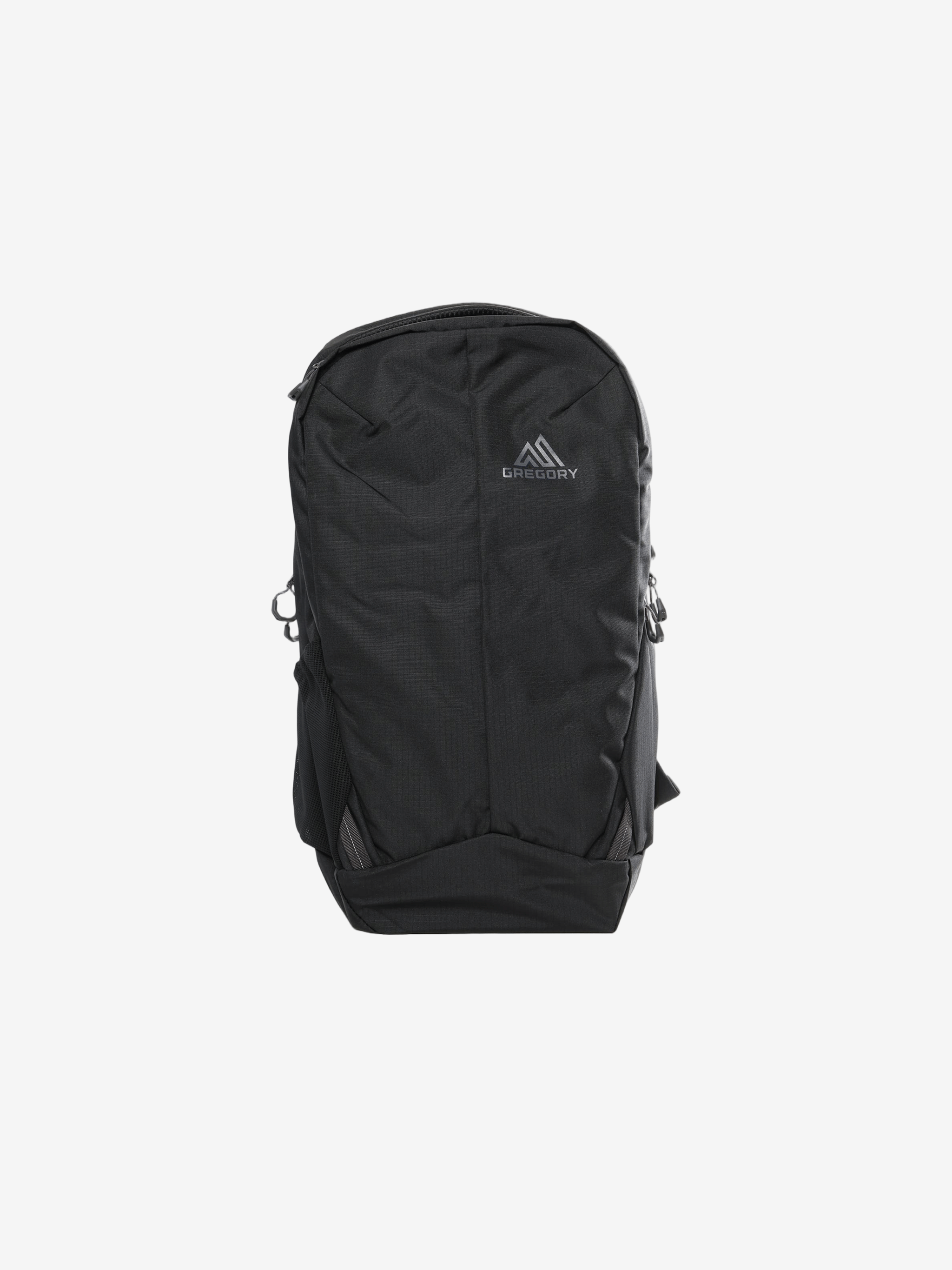 Black backpack, front view