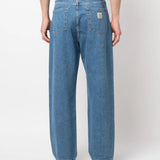 Blue jeans worn by a person, showing the jeans' fit