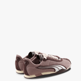 Tan sneakers, back view