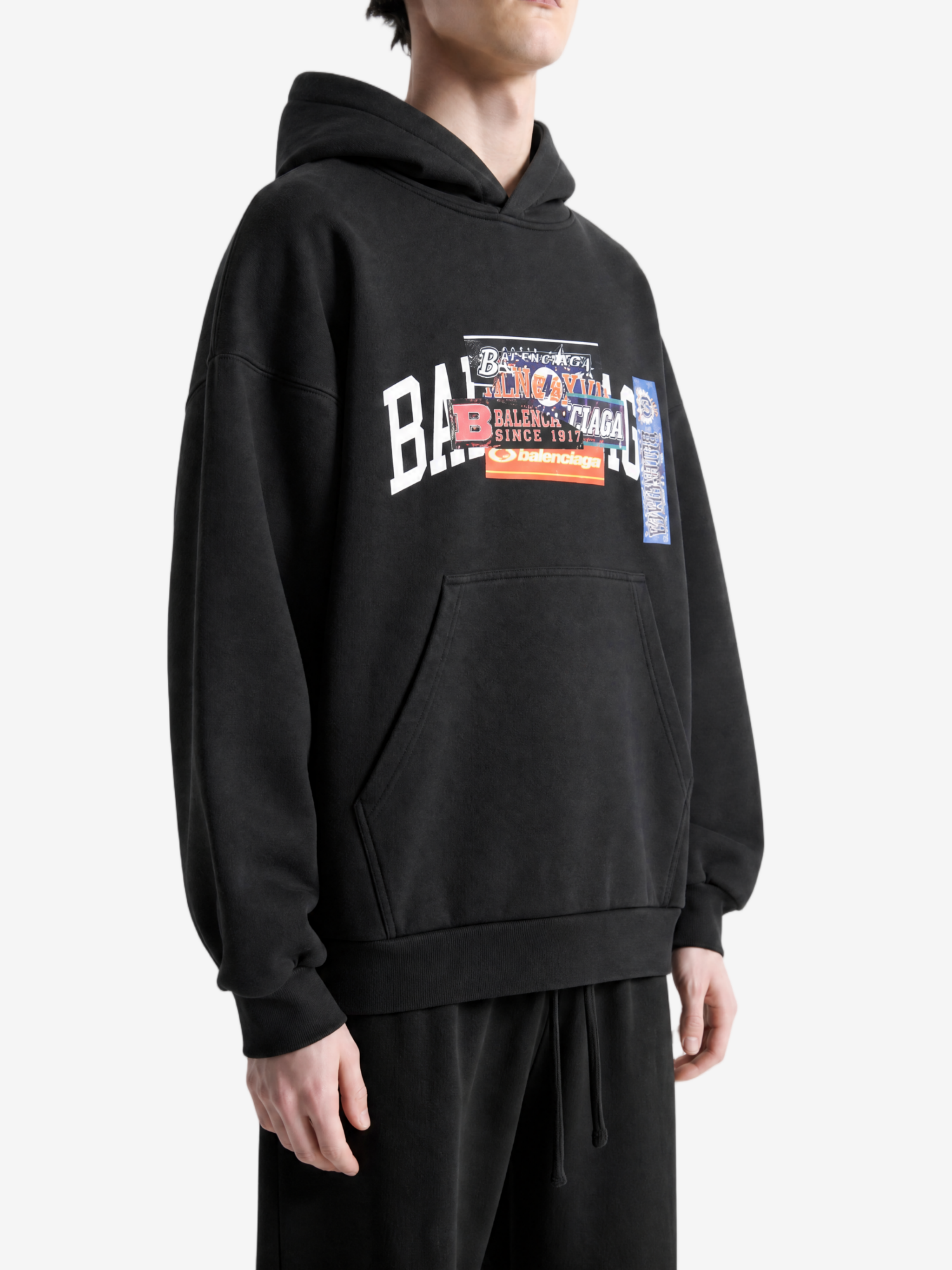 Black hoodie, full body view